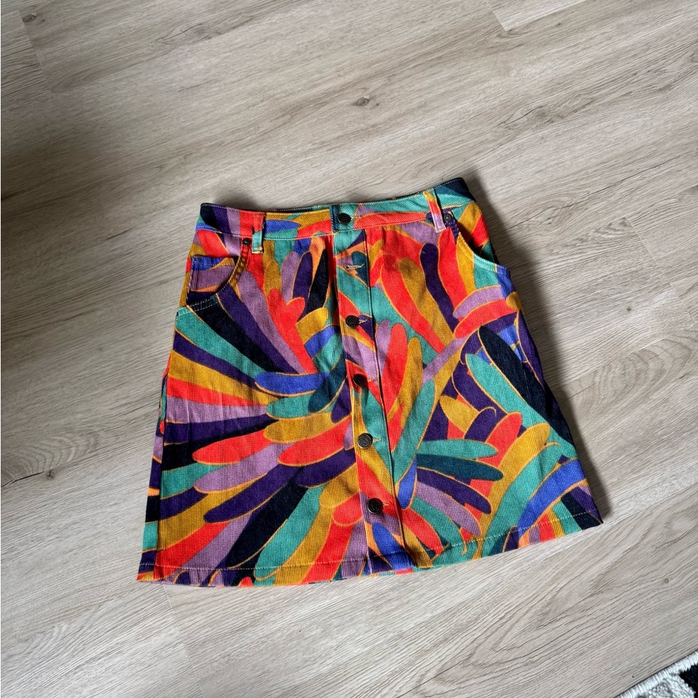 Farm rio corduroy colorful skirt - Picture 3 of 8